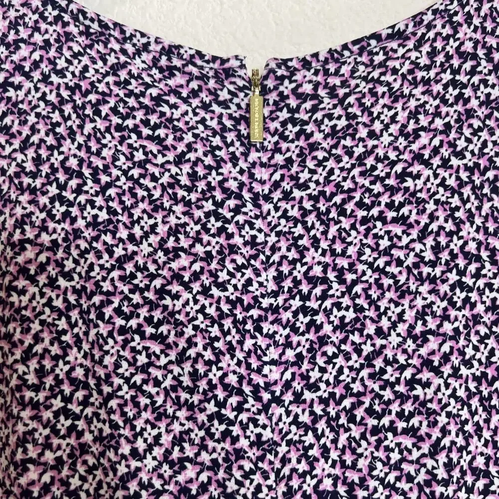 Michael Kors Floral Jumpsuit Twist Front Wide Leg Sleeveless Large Pink Navy